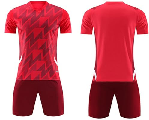 LILIHOT Fußball Trikot Kinder Personalisiert Fußball Trikot Herren Set Personalisierte Geschenke Männer Fussball Fußball Trikot Herren Schwarz Fußball Trikot Herren(#B Red)