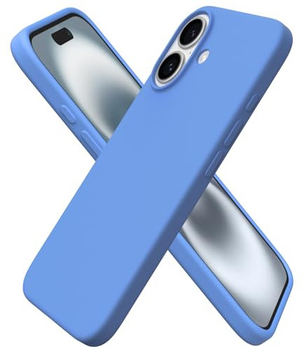 ORNARTO Compatible with iPhone 16 Case 6.1, Slim Liquid Silicone 3 Layers Full Covered Soft Gel Rubber 16 Phone Cases Cover 6.1 inch-Sky Blue