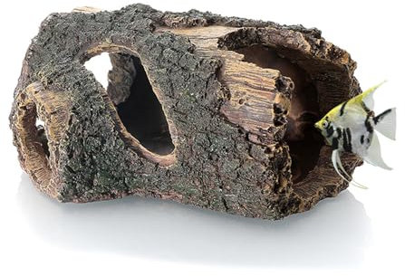 Aquarium Small Betta Log Resin Hollow Tree Trunk Decoration Artificial Wood Fish House Cave Bark Ornament Log Aquarium Decorations Ornament for Fish Tank Small Fish Hiding Landscaping Crafts(S)