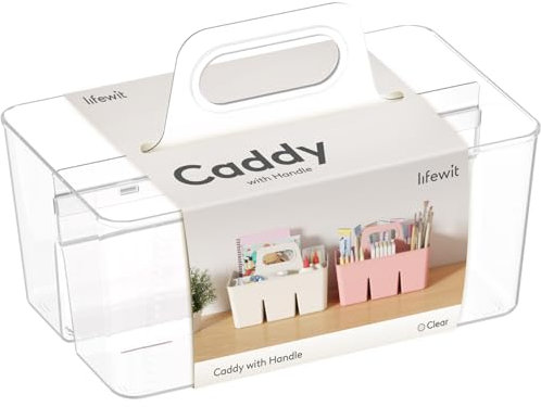 Lifewit Kunststoff Aufbewahrungsbox Korb Organizer mit Griff, Sortierboxen für Stifte Kinder/Toilettenartikeln Kosmetik im Badezimmer/Schrank Unterschiedliche Küche, Transparent, 1 Stück