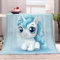 Kuscheldecke 100x130 cm Blaues Einhorn Flauschig Decke Fleecedecke, Sofa Überwurfdecke, Wohndecke Warm Weich Sherpa Wolldecke, Gemütlicher Überwurf Für Bett und Couch