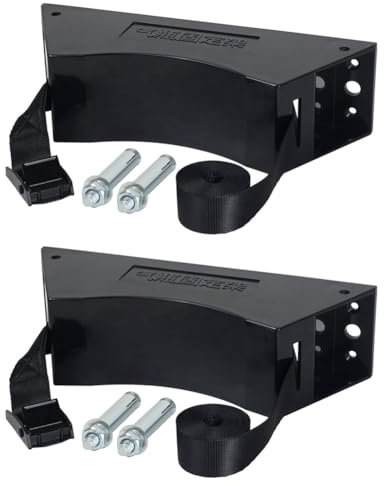 2 Pièces Support de Bouteille de Gaz pour Réservoir de Propane, Vis Durables, Cylindre en ABS avec Vis et Chaîne de Sécurité Supportée de 4 à 12 Pouces (Noir)
