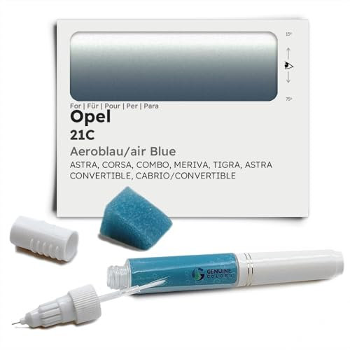 Genuine Colors Lackstift AEROBLAU AIR BLUE 21C für Opel Blau ASTRA CORSA COMBO MERIVA TIGRA CONVERTIBLE CABRIO