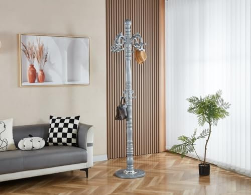Modernique Vintage Style Coat Stand Rack in White Black Brown & Grey 198 cm Tall (Grey)