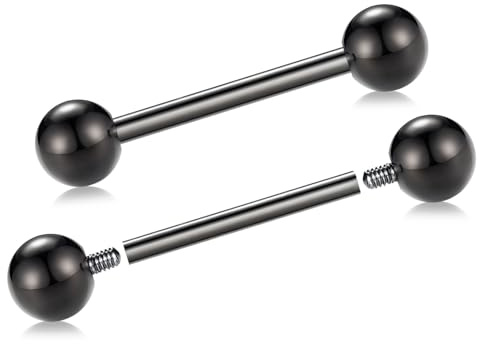 AROWRO Titan Zungenpiercing Nippelpiercing Brustwarzenpiercing Nipple Piercing Brustwarze Stäbe Brustwarzenpiercing Schmuck Zungensteg Piercing Innengewinde Zungenpiercing 16G 14G