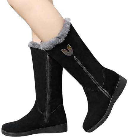 SJFYB Botas de Nieve para Mujer Zapatos De Invierno De Alta Parte para Mujeres con Suelas Gruesas Y Botas De Fondo Plano De Tubo Medio
