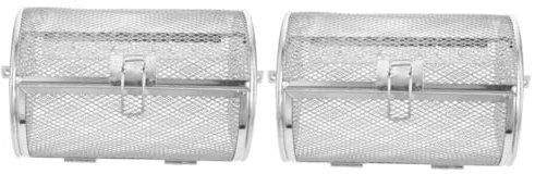 BESPORTBLE 2pcs Grill Basket Lid Rotisserie Chicken Basket Oven Cage Bbq Rolling Grill Rotisserie