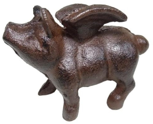 Schwein mit Flügeln Figur Gusseisen 10 x 8 x 5 cm Vintage-Stil Deko Figur GTT K26