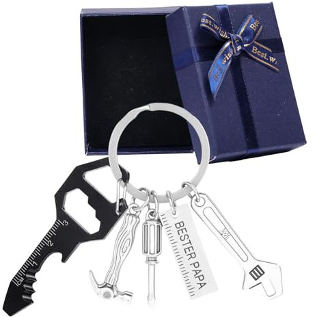 Papa Geschenk Weihnachten, Schlüsselanhänger Papa, Bester Papa Geschenk, Handwerker Papa Schlüsselanhänger mit mit Gravur Bester Papa, Geschenke Papa, Geschenk Vatertag