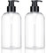 KREMORV Lot de 2 flacons à pompe vides en plastique - 500 ml et 300 ml - Transparent - Rechargeables - Pour shampooing cosmétique, savon liquide