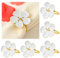 Auiremrti 6er-Set Serviettenringe mit Frühlingsblumen,Serviettenhalter aus Metall mit Blumenmuster in Weiß und Gold, Serviettenringe im Landhausstil