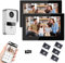 Sistema videocitofonico a 2 fili dell'appartamento 1080P Camera 7 pollici Touch Monitor, kit videocitofono WiFi per la casa, rilevamento del movimento (1 bianco Campanello + 2 nero Monitor)