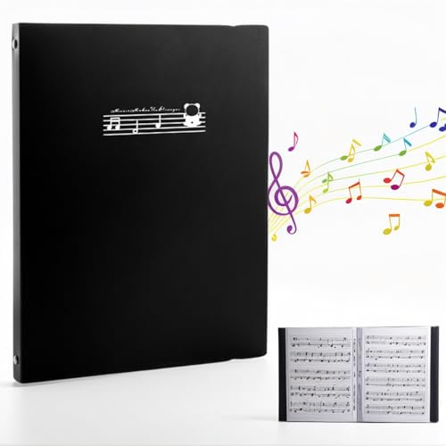 Notenmappe, Music Sheet Chormappe, Notenordner Chormappe A4, 20 Páginas/40 Taschen, Wasserdicht Musikordner für Gemälde, Notenblätter, Dokumente (Schwarz)