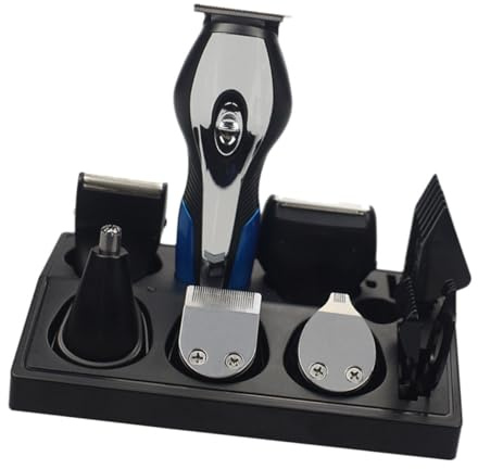 USB Wiederaufladbares Multifunktions Bartrasierset für Herren | Schwarz, Abs Gehäuse, mit Batterie und Carving Aufsatz, Erfasst Nasen und Ohrhaare
