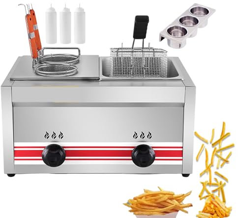 JYBNBBE Friggitrice elettrica Professionale a Doppia Vasca con Controllo della Temperatura per Patatine Fritte e bistecche di Pollo perfette,1
