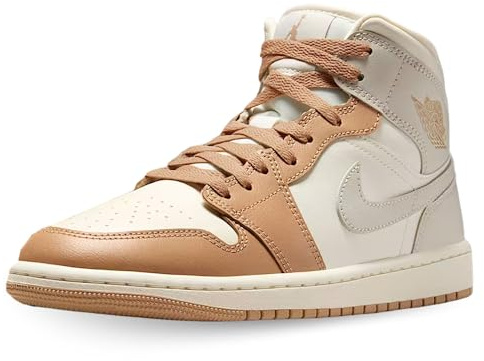 Ivory Mid Jordan 1 for Women, Pale Ivory/Hemp/Sail/Light Orewood Brown, 7.5 UK