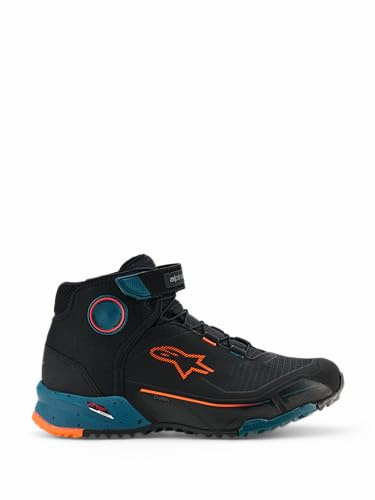 Alpinestars CR-X Drystar Riding Shoes 10.5, Black/Petrol/Orange Fluo