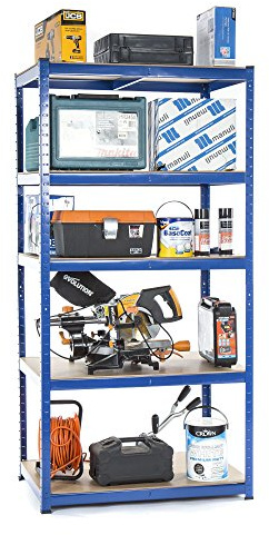 5 Levels 1500mm H x 900mm W x 450mm D Heavy Duty Steel Shelving Garage Racking Unit 150KG UDL Per Shelf