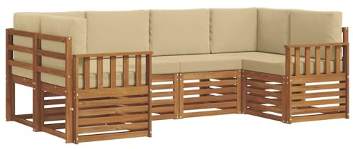 vidaXL 20-teiliges Sofa-Set aus natürlichem Akazienholz, massiv, modern, rechteckig, rechteckig, langlebige Terrassenmöbel, aus Akazienholz