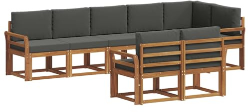 vidaXL Outdoor-Sofagarnitur mit Kissen 8 pcs Natur und Anthrazit, Garten, modernes Outdoor-Sofa für Terrassensitzplätze, stylisches Lounge-Sectional-Set, haltbare Möbel für Komfort