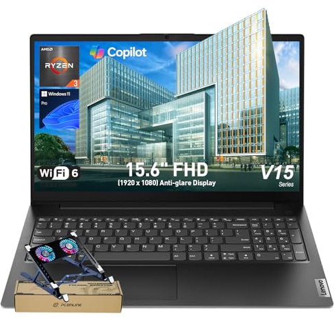 Lenovo V15 Gen 4 Business Laptop 15,6 FHD antiriflesso, 16 GB LPDDR5 RAM, 1 TB di archiviazione, AMD Ryzen 3 7320U CPU a 4 core, W11 Pro, Ethernet RJ-45, webcam w/otturatore, chip di sicurezza