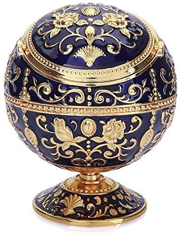 Vintage cenicero de cigarrillos sin humo de cigarrillos con tapas Cenicero de cigarrillos portátil de metal para el uso al aire libre y en interiores buen regalo para hombres y mujeres (azul marino)