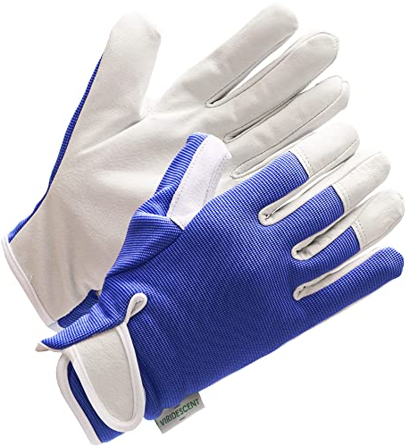 Guanti da Lavoro in Pelle Slim Fit - Multiuso - Ideali per Giardinaggio e Uso Domestico, Donna e Uomo, Rosa o Blu, Misure Disponibili da Small a Extra Large - Viridescent®