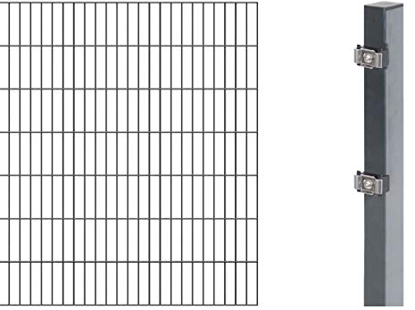 Alberts 644185 Erweiterung zum Doppelstabmattenzaun | verschiedene Höhen - wahlweise in verschiedenen Farben | anthrazit | Höhe 140 cm | Länge 2 m