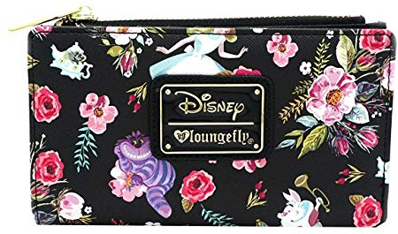 Loungefly Damen Geldbörse Alice im Wunderland Classic Cartoon, Kunstleder, 4 Fächer, Münztasche, Kartenhalter, Reißverschluss, 16,5 x 10,2 cm