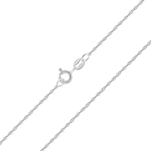 PLANETYS - Singapurkette 925 Sterling Silber Rhodiniert Kette - 1 mm Breite Verschiedene Längen 40-45-50-55-60-65-70 cm