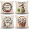 Whaline 4 Stück Ostern Kissenbezug Kaninchen Hasen mit Eiern Kissenbezug, Frühling hochwertige Leinen Schlafsofa Kissenhülle Dekoration für Wohnzimmer Sofa Büro Auto Dekor (45 x 45 cm)