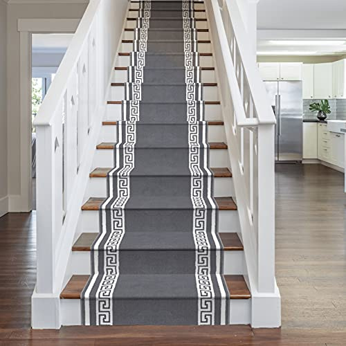 runrug Soft & Comfortable Stair Runner - Smooth & Durable Carpet for Stairs - Stain-Resistant, Fade-Resistant - Multiple Sizes - 60cm x 630cm - 9mm Thick - Key, Grey
