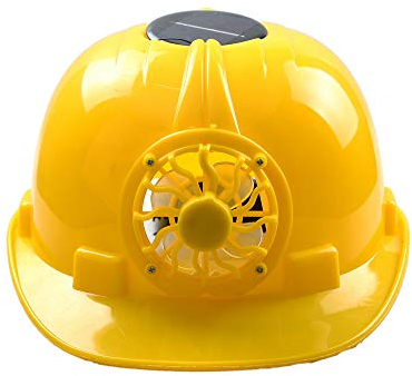 HYFAN Hard Hats Sicherheitshelm, belüftet, atmungsaktiv, harte Kappe mit Solarventilator und abnehmbarem verstellbarem Futter (PP, Gelb)