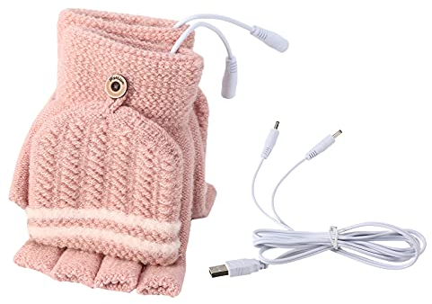 USB Heated Gloves, Eurobuy Unisex Winter Hand Warm Knitting Gloves Washable USB Heated Gloves Full Half Finger Heated Gloves Laptop Gloves Mitten for Women's and Men's