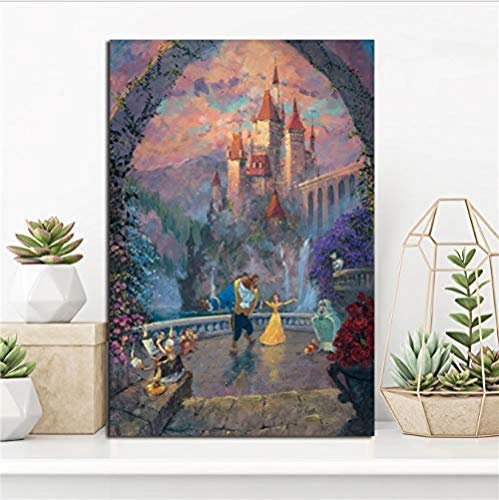 AJBB Leinwand Poster Die Schöne Und Das Biest des Biests Und Der Schönheit, Kunstdruck Auf Leinwand, Wandbild, Wohnkultur, 40X60 cm, Ungerahmt