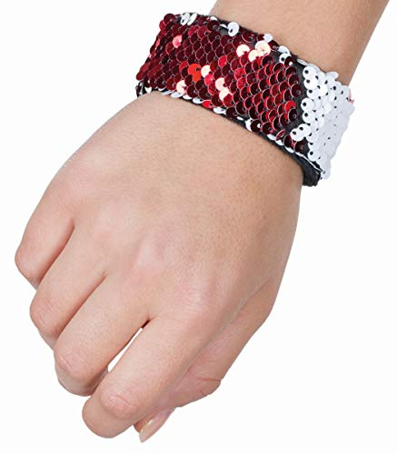 Kostüm Zubehör Klackarmband rot Weiss Pailletten Karneval Fasching
