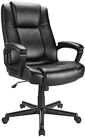 Realspace® Hurston Bonded Leather High-Back Executive Office Chair, Black, BIFMA Compliant