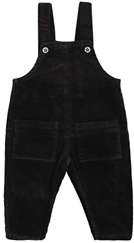 Camilife bebé Bambini Unisex Salopette in Velluto a Coste Pantaloni con Bretelle per 1-4 Anni Vintage Retro per Primavera Autunno - Grigio Scuro Taglia 90