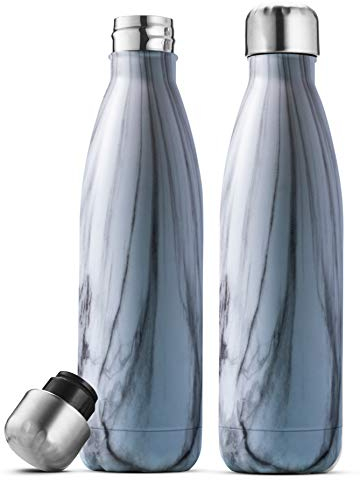 FineDine Triple Insulated Stainless Steel Water Bottle (Set of 2) 500ml Insulated Water Bottles, 100% Leakproof Travel Bottle Keeps Hot and Cold - BPA-Free Reusable Flask
