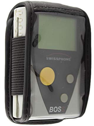 caseroxx Ledertasche mit Gürtelclip für Swissphone BOSS 900-935 in schwarz – robuste Handy-Tasche mit Sichtfenster & Gürtelclip aus Echtleder, ideal für Beruf, Freizeit, Outdoor & sicheren Transport