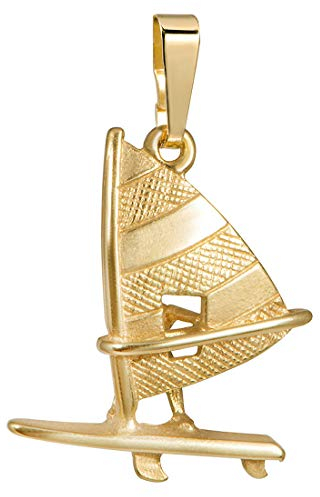 MATERIA Surfer Schmuck Herren Damen Windsurf Anhänger für Halskette Silber 925 mit Gold vergoldet KA-478