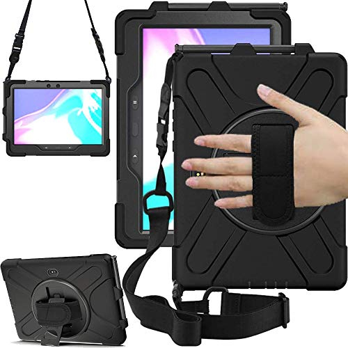 TECHGEAR X-Case fits Samsung Galaxy Tab Active 4 Pro/Active Pro 10.1 (SM-T540 T545 T630 T637) Tough Rugged HEAVY DUTY Armour Shockproof Impact Case with 360 Stand, Hand & Shoulder Strap, Black