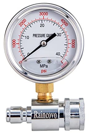 Raincovo Pressure Washer Gauge, 6000 PSI, 3/8 Inch Quick Connect, Pressure Gauge for Power Washer
