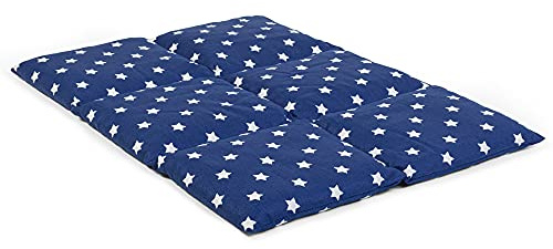 Johanniskernkissen groß 40x30cm 6-Kammer, Sterne-blau - Wärmekissen Körnerkissen für Mikrowelle und Backofen - Johanniskern Kissen 30x40, Sterne-blau