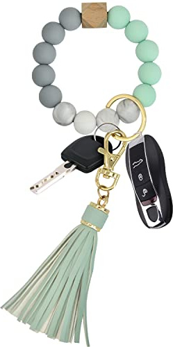 Pusunas Key Chains Women for Car Key Ring Bracelet,Keychain Wristlet,Silicone Beaded Bangle Chains