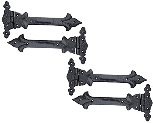Adonai Hardware Adonijah Lot de 4 charnières en T en fonte antique pour portes de grange, portails, volets, garages, boîtes en bois, clôtures, abris de jardin, meubles, coffres et coffres