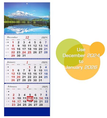 Whchiy 2021–2023 Wandkalender, 3 Monate, vertikaler Kalender, 34 x 83 cm, Dezember 2021–Januar 2023, dickes Papier, vertikaler Kalender, Planer für die tägliche Organisation und Planung