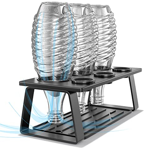 Newaner Portabotellas para Sodastream, Rejilla de Drenaje para Botellas Soda Stream Crystal, Easy, Fuse, Emil, Soporte para Escurrimiento de Botellas para 3 Botellas con Bandeja de Goteo Extraíble