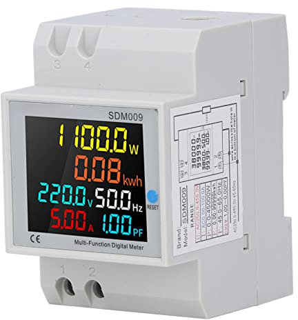Multimetro su Guida DIN Multimetro con Display LCD AC 250V a 450V Multimetro Monofase Multifunzionale Misuratore di Corrente di Tensione di Alimentazione Digitale con Trasformatore