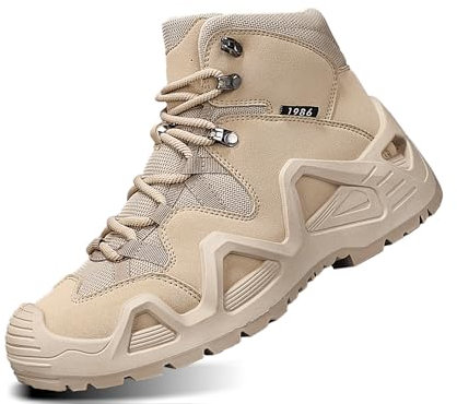 IYVW A07 Stivaletti da Uomo Stivaletti Antiscivolo Traspiranti Stivaletti con Lacci Alti con Cerniera Moda Stivali Trekking all'aperto Giallo deserto 41 EU
